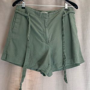 Loft olive green linen shorts